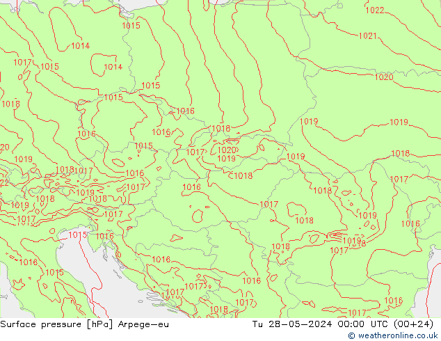 Surface pressure Arpege-eu Tu 28.05.2024 00 UTC