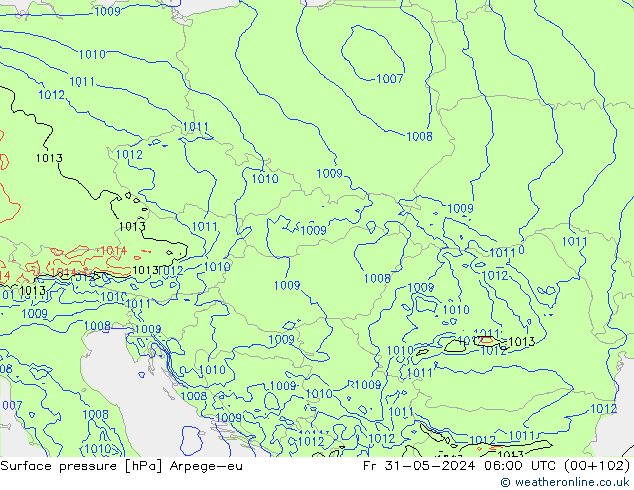 Pressione al suolo Arpege-eu ven 31.05.2024 06 UTC