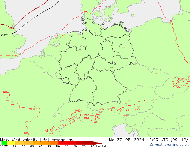 Max. wind snelheid Arpege-eu ma 27.05.2024 12 UTC