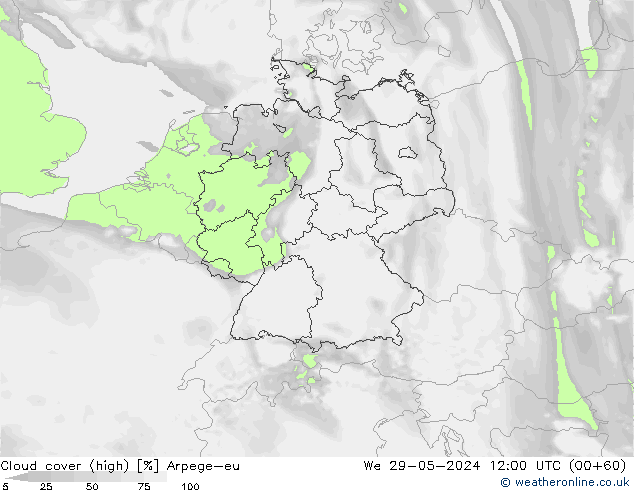 nuvens (high) Arpege-eu Qua 29.05.2024 12 UTC