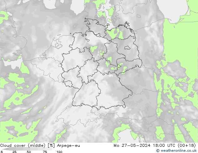 oblačnosti uprostřed Arpege-eu Po 27.05.2024 18 UTC