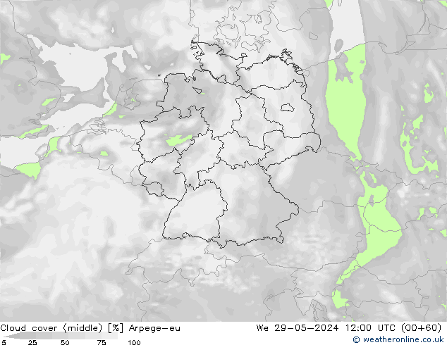 Nuages (moyen) Arpege-eu mer 29.05.2024 12 UTC