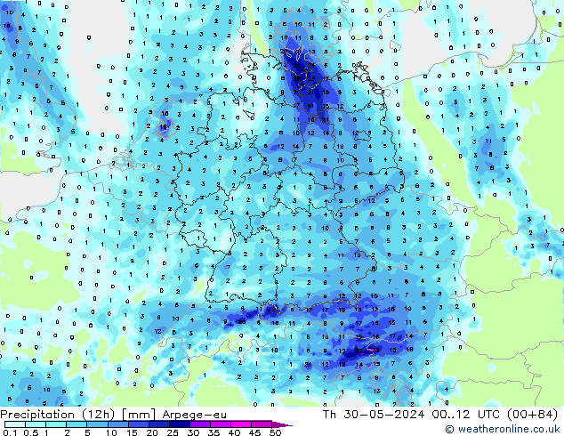 Precipitation (12h) Arpege-eu Th 30.05.2024 12 UTC