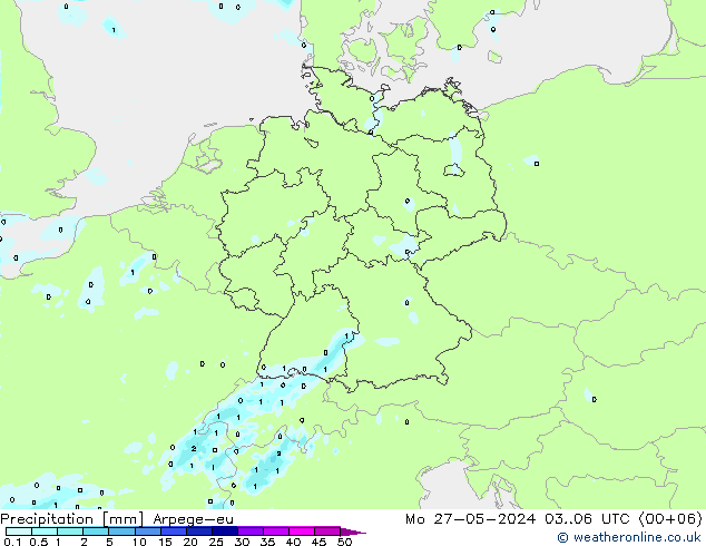 Precipitation Arpege-eu Mo 27.05.2024 06 UTC