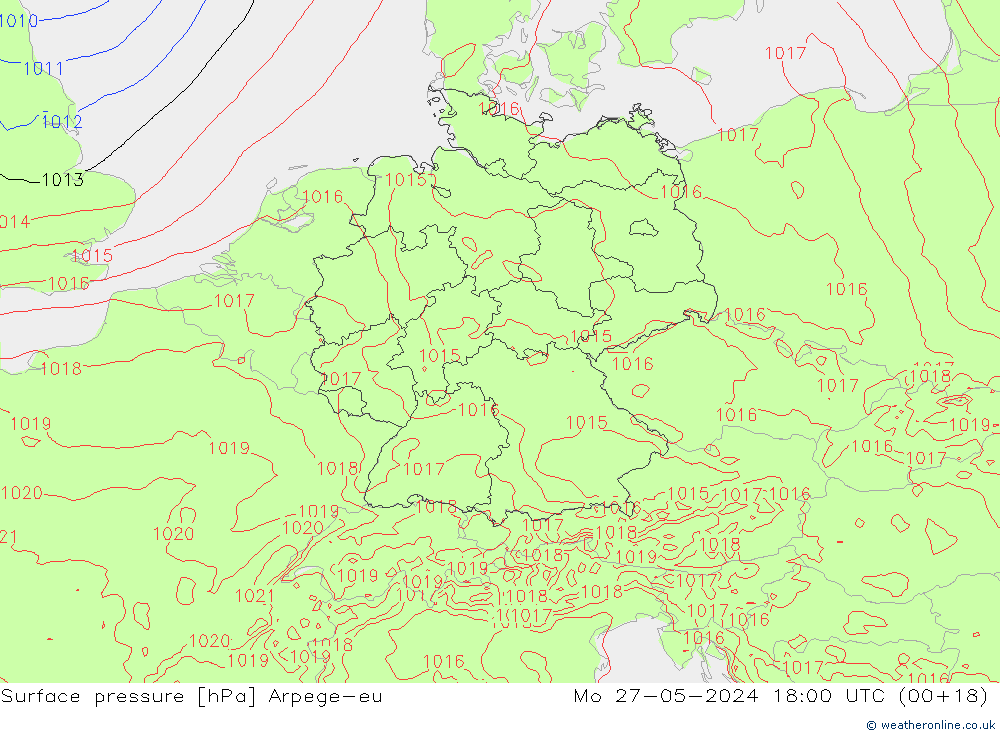 Yer basıncı Arpege-eu Pzt 27.05.2024 18 UTC