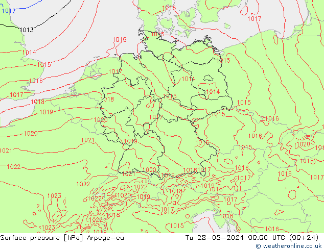 Surface pressure Arpege-eu Tu 28.05.2024 00 UTC