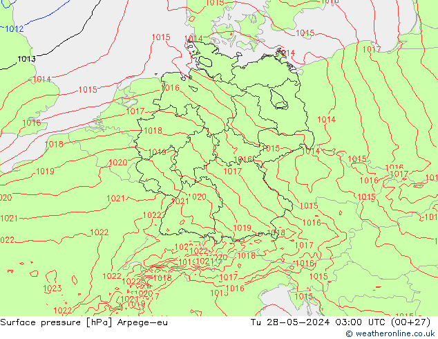 Surface pressure Arpege-eu Tu 28.05.2024 03 UTC