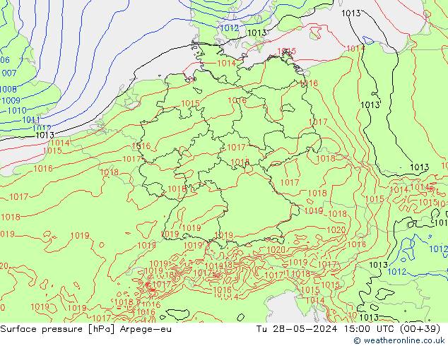 Surface pressure Arpege-eu Tu 28.05.2024 15 UTC