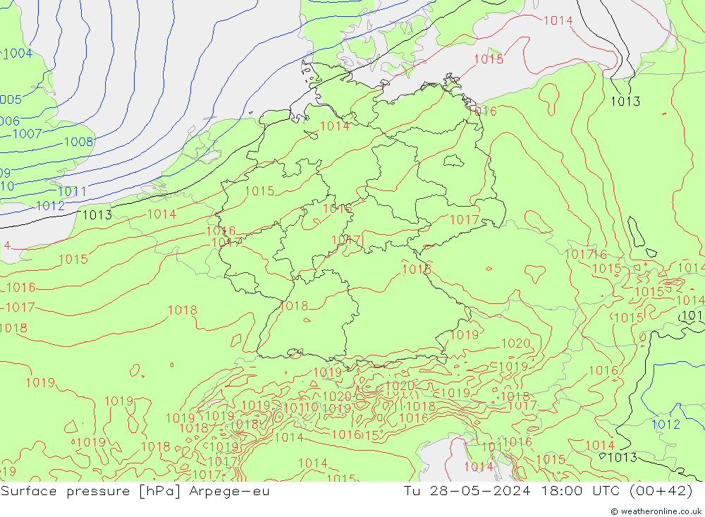 pressão do solo Arpege-eu Ter 28.05.2024 18 UTC