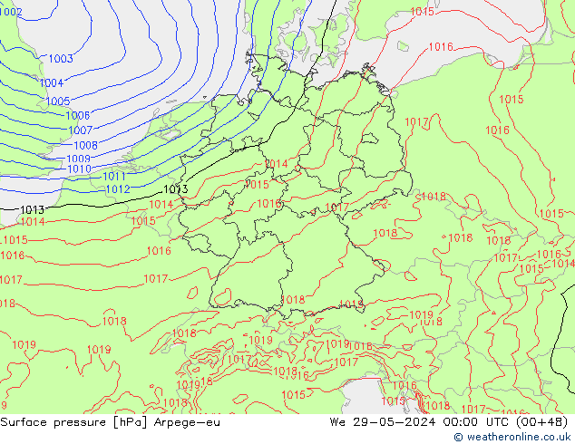 Atmosférický tlak Arpege-eu St 29.05.2024 00 UTC