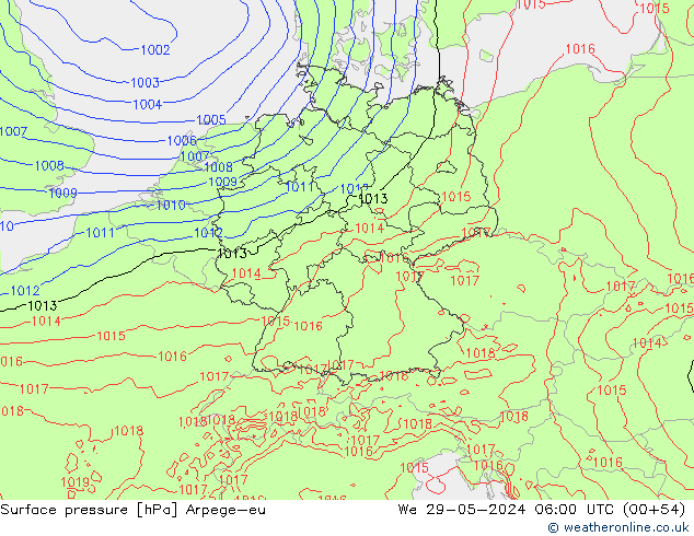 Bodendruck Arpege-eu Mi 29.05.2024 06 UTC