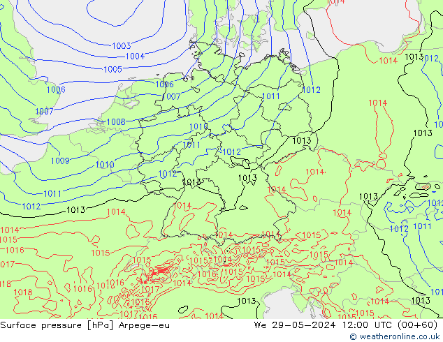 Surface pressure Arpege-eu We 29.05.2024 12 UTC