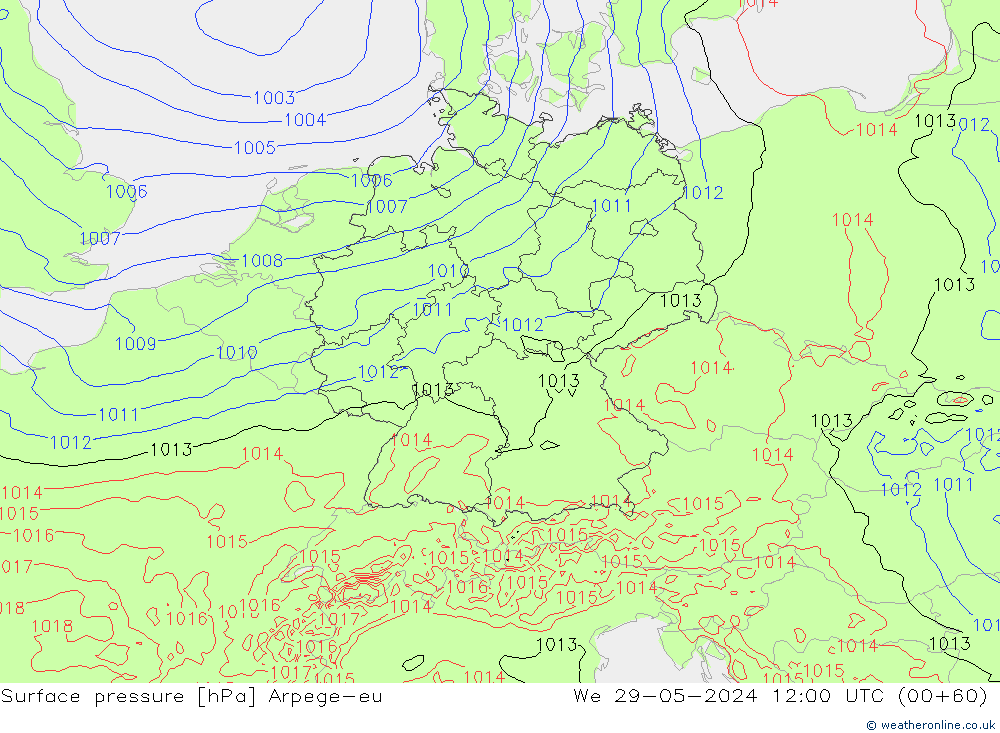 Yer basıncı Arpege-eu Çar 29.05.2024 12 UTC