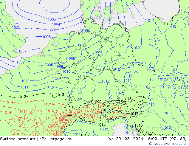 Yer basıncı Arpege-eu Çar 29.05.2024 15 UTC