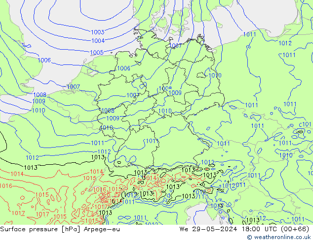 pressão do solo Arpege-eu Qua 29.05.2024 18 UTC