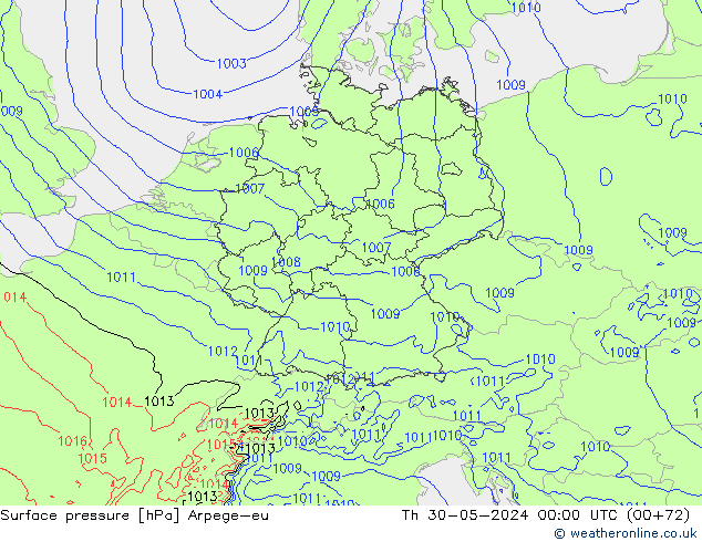 Surface pressure Arpege-eu Th 30.05.2024 00 UTC