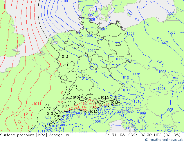 Surface pressure Arpege-eu Fr 31.05.2024 00 UTC