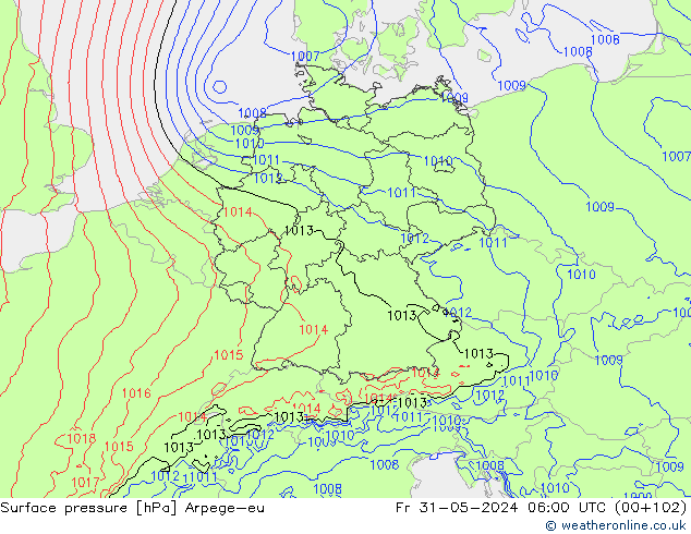 приземное давление Arpege-eu пт 31.05.2024 06 UTC