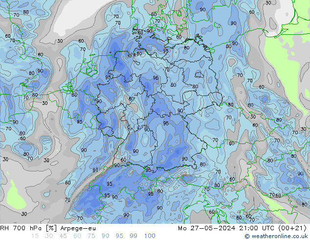 RV 700 hPa Arpege-eu ma 27.05.2024 21 UTC