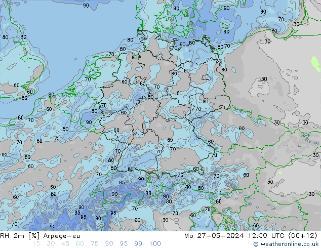 RH 2m Arpege-eu Mo 27.05.2024 12 UTC