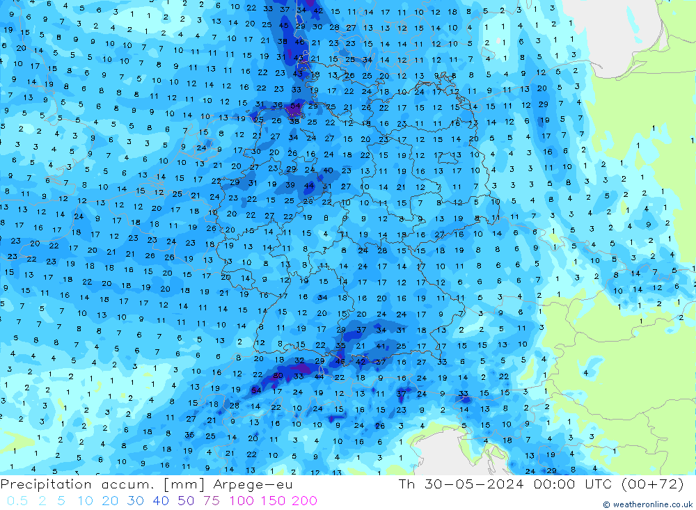 Toplam Yağış Arpege-eu Per 30.05.2024 00 UTC