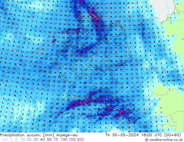 Toplam Yağış Arpege-eu Per 30.05.2024 18 UTC