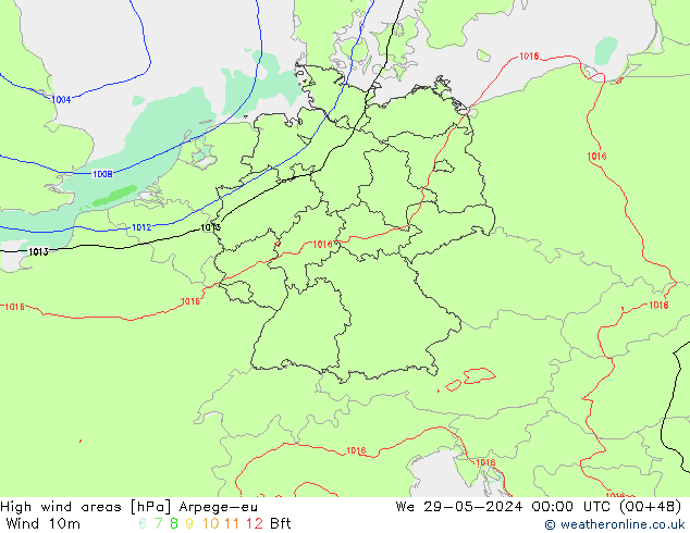 High wind areas Arpege-eu mié 29.05.2024 00 UTC