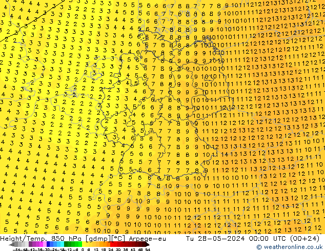 Height/Temp. 850 hPa Arpege-eu Ter 28.05.2024 00 UTC