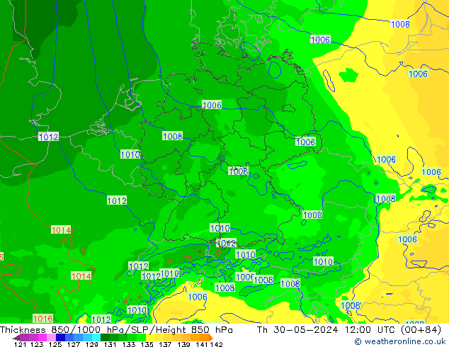 Thck 850-1000 hPa Arpege-eu Qui 30.05.2024 12 UTC