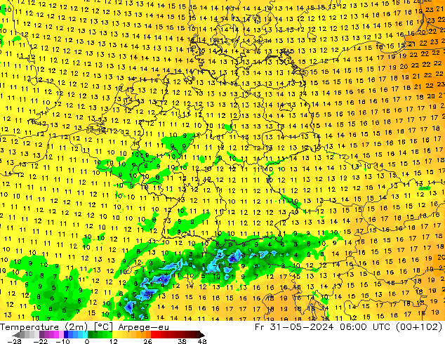 Temperature (2m) Arpege-eu Fr 31.05.2024 06 UTC