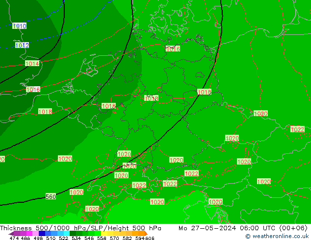 Thck 500-1000hPa Arpege-eu Mo 27.05.2024 06 UTC