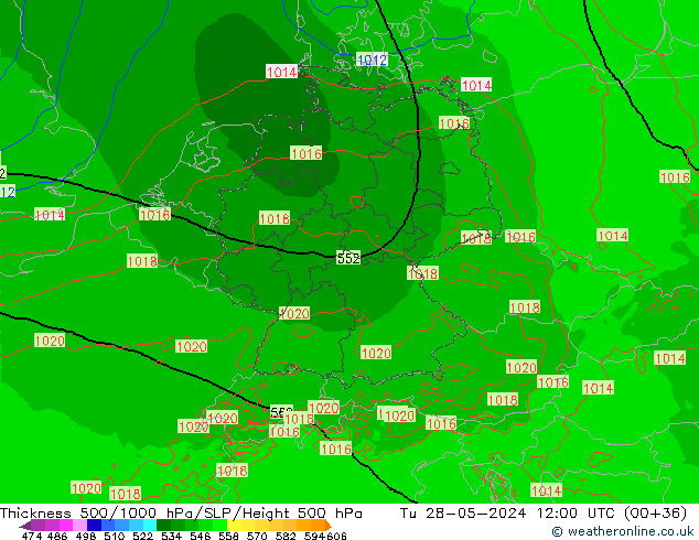 Thck 500-1000гПа Arpege-eu вт 28.05.2024 12 UTC