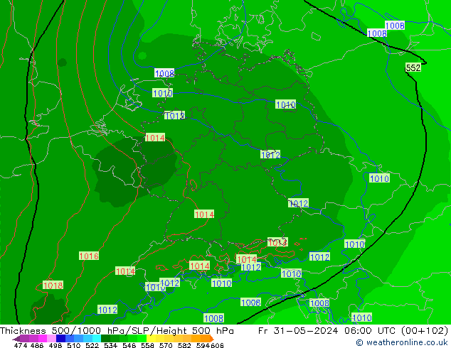 Thck 500-1000hPa Arpege-eu Pá 31.05.2024 06 UTC