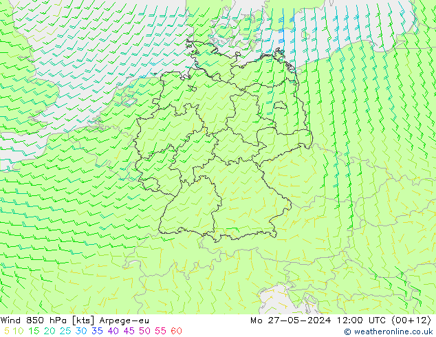 Vent 850 hPa Arpege-eu lun 27.05.2024 12 UTC