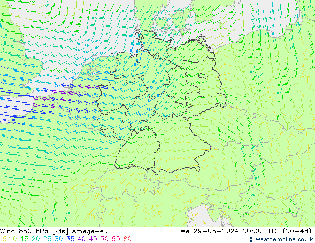 Rüzgar 850 hPa Arpege-eu Çar 29.05.2024 00 UTC