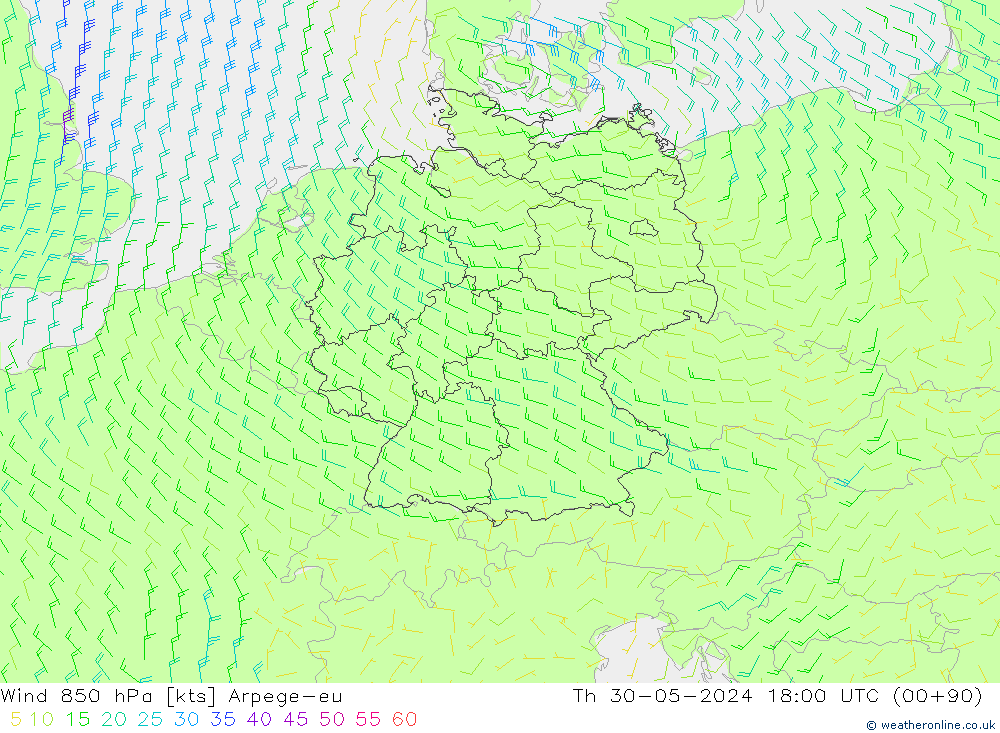  850 hPa Arpege-eu  30.05.2024 18 UTC