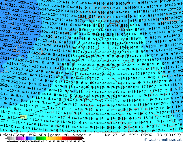 Height/Temp. 500 hPa Arpege-eu pon. 27.05.2024 03 UTC