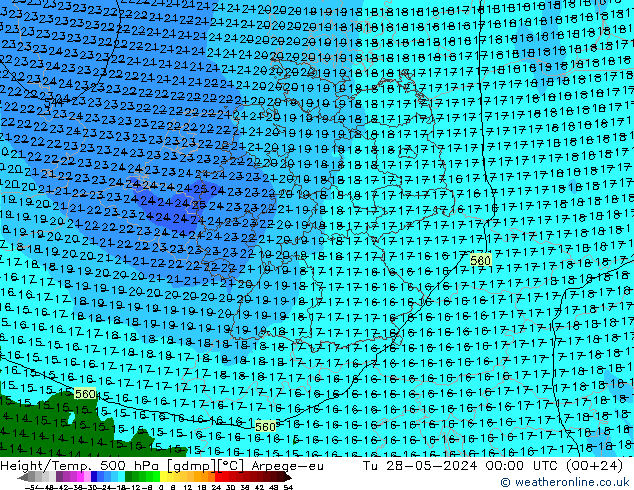 Yükseklik/Sıc. 500 hPa Arpege-eu Sa 28.05.2024 00 UTC