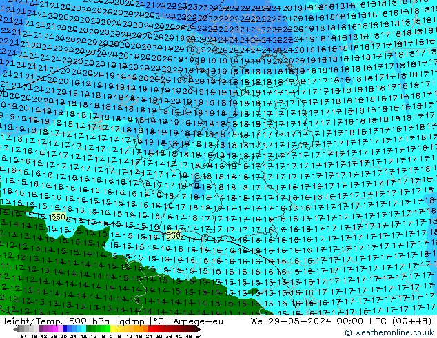 Hoogte/Temp. 500 hPa Arpege-eu wo 29.05.2024 00 UTC