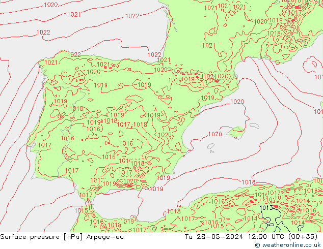 Surface pressure Arpege-eu Tu 28.05.2024 12 UTC