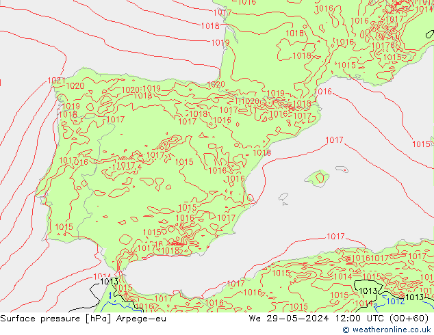 Yer basıncı Arpege-eu Çar 29.05.2024 12 UTC