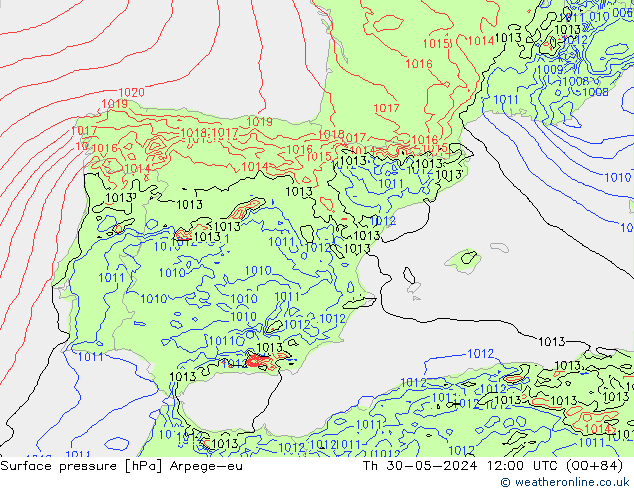 Bodendruck Arpege-eu Do 30.05.2024 12 UTC