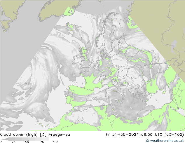 Wolken (hohe) Arpege-eu Fr 31.05.2024 06 UTC