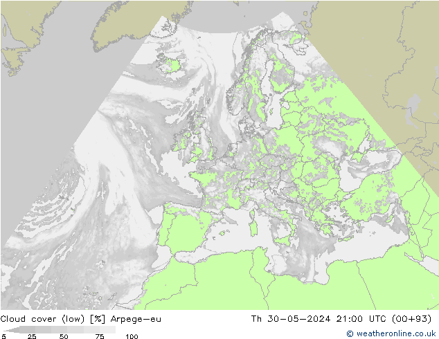 Wolken (tief) Arpege-eu Do 30.05.2024 21 UTC