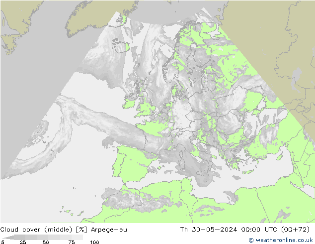 nuvens (médio) Arpege-eu Qui 30.05.2024 00 UTC