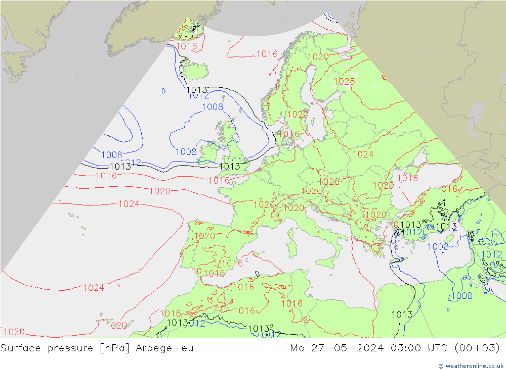 pressão do solo Arpege-eu Seg 27.05.2024 03 UTC