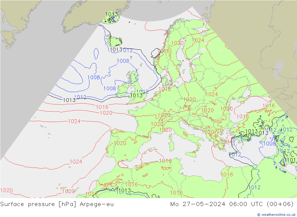 Bodendruck Arpege-eu Mo 27.05.2024 06 UTC