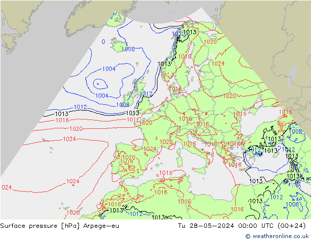 Surface pressure Arpege-eu Tu 28.05.2024 00 UTC