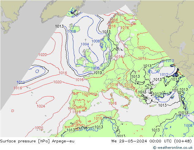 Surface pressure Arpege-eu We 29.05.2024 00 UTC