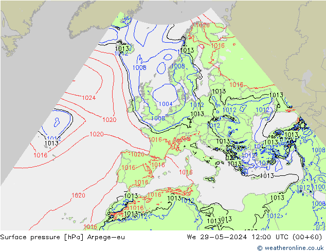 Surface pressure Arpege-eu We 29.05.2024 12 UTC